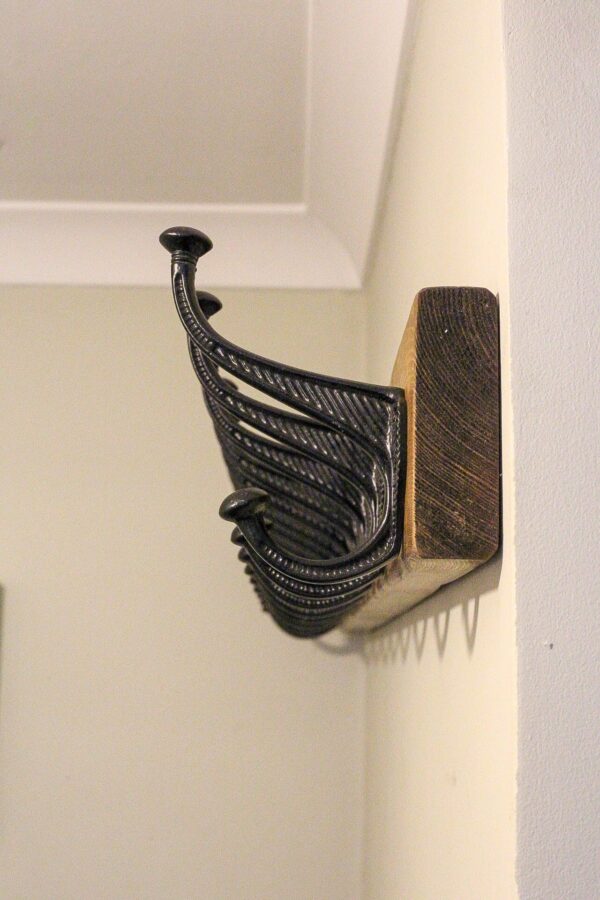 Reclaimed Wooden Coat & Hat Hook with Vintage Cast Iron Hooks