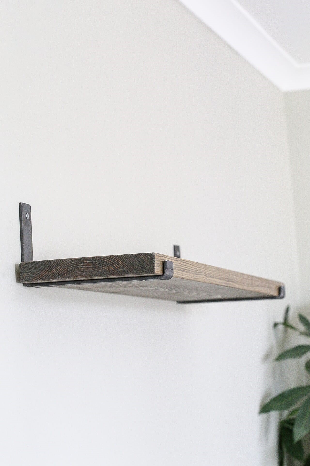 Rustic Solid Wood Shelves with Industrial Steel Brackets - GRACE + OLIVE
