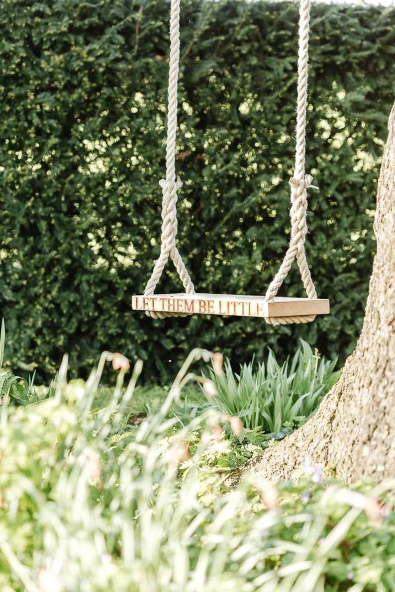 Personalised Tree swing Handmade in Iroko, Garden swing